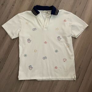 Gucci Kids Polo Shirt - White with Multicolor Embroidery